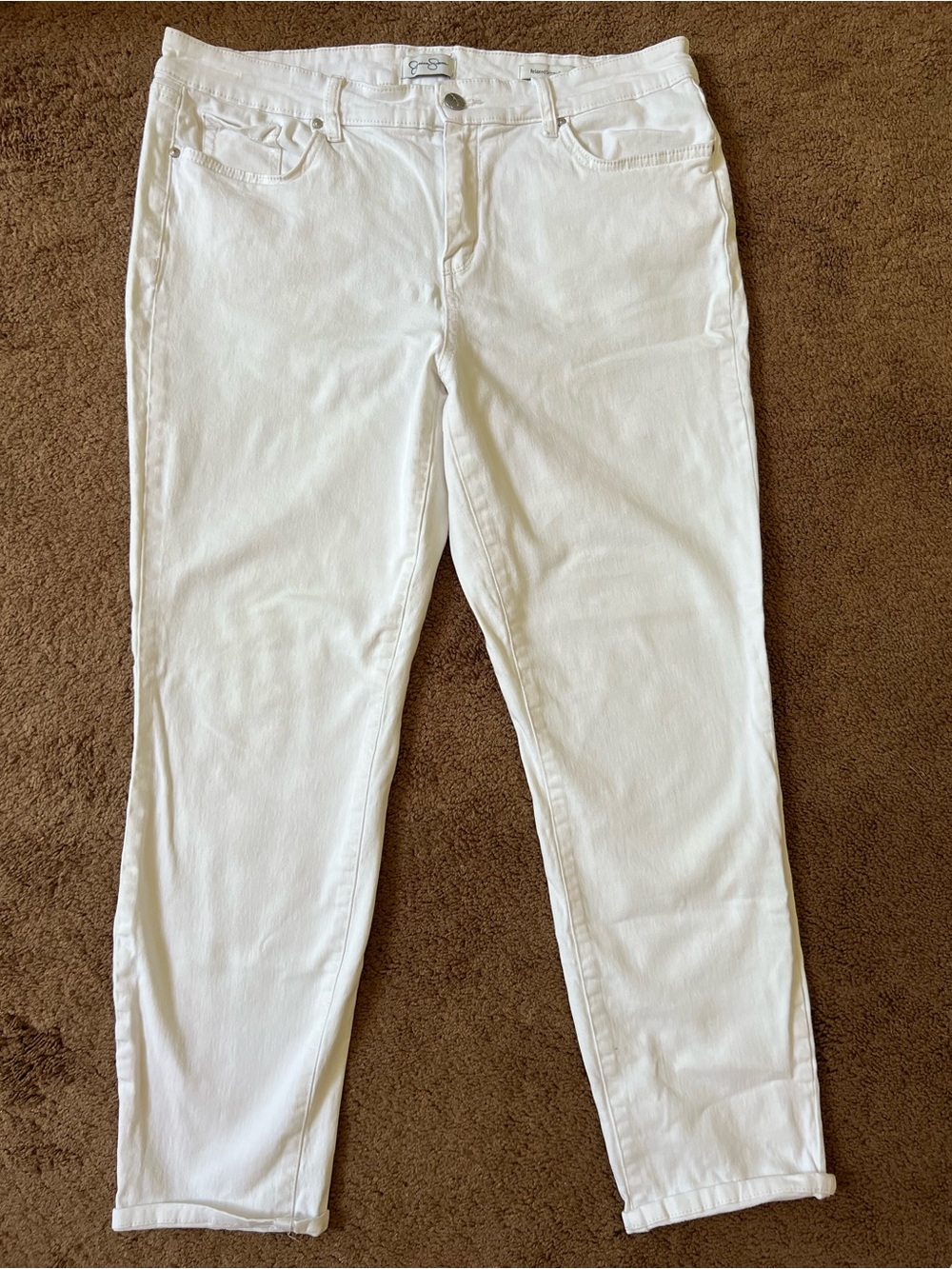 Jessica Simpson Relaxed Skinny Crop White Jeans - size 14 /32